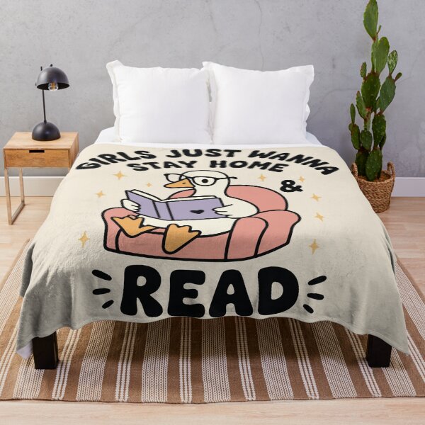 Item preview, Girls Just Wanna Stay home & read goose reading book  designed and sold by BrownHorse90s.