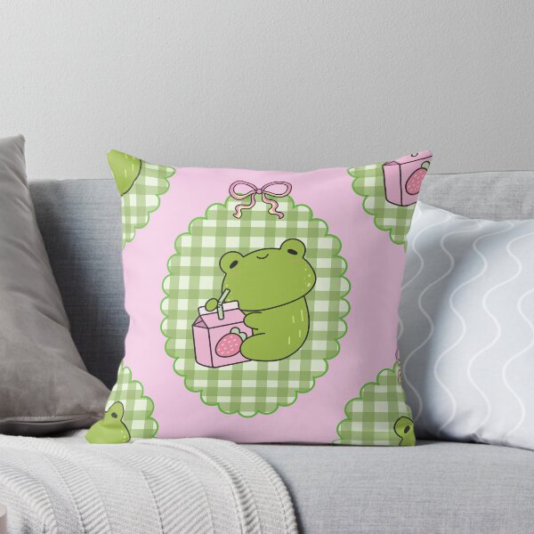Item preview, Cute Frog Strawberry Milk Gingham Pattern designed and sold by jianina-alondra.