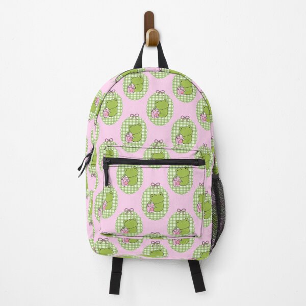 Item preview, Cute Frog Strawberry Milk Gingham Pattern designed and sold by jianina-alondra.