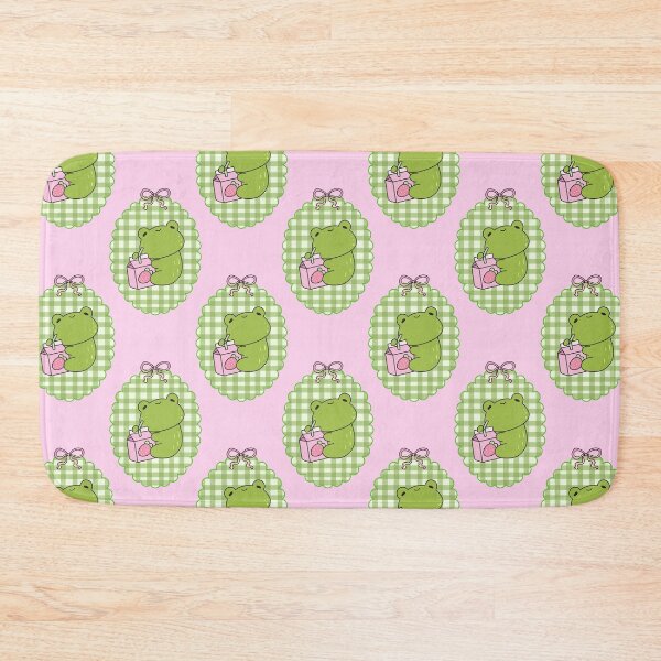 Item preview, Cute Frog Strawberry Milk Gingham Pattern designed and sold by jianina-alondra.
