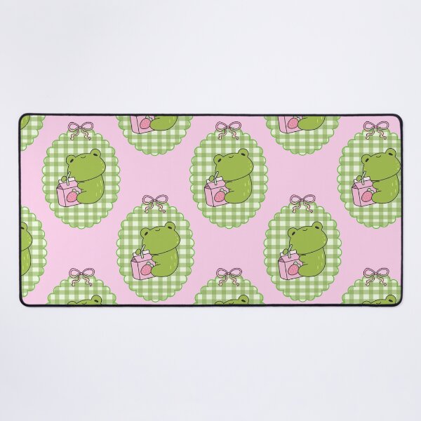 Item preview, Cute Frog Strawberry Milk Gingham Pattern designed and sold by jianina-alondra.