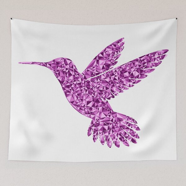 Item preview, Gentle Hummingbird Pink Triangular Mosaic Silhouette Design designed and sold by DymondDesigns.