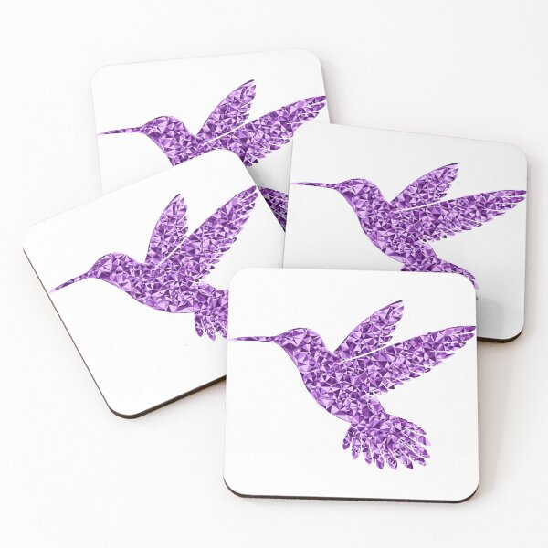 Item preview, Gentle Hummingbird Purple Triangular Mosaic Silhouette Design designed and sold by DymondDesigns.