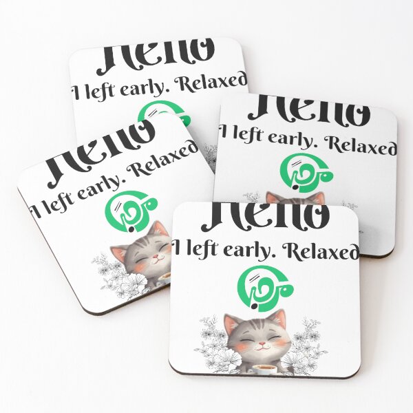 Item preview, Hello مرحبا Cozy Cat – Cute Coffee Kitty Floral Bilingual Design designed and sold by MindForgeDesign.