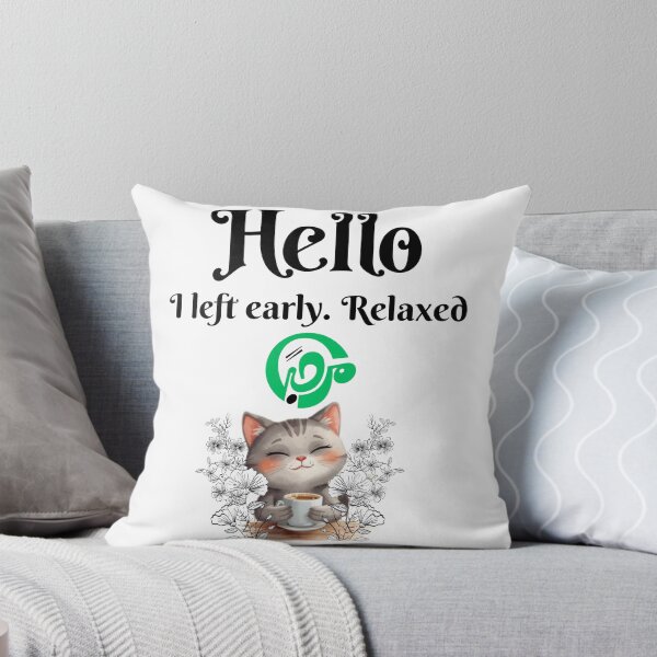 Item preview, Hello مرحبا Cozy Cat – Cute Coffee Kitty Floral Bilingual Design designed and sold by MindForgeDesign.