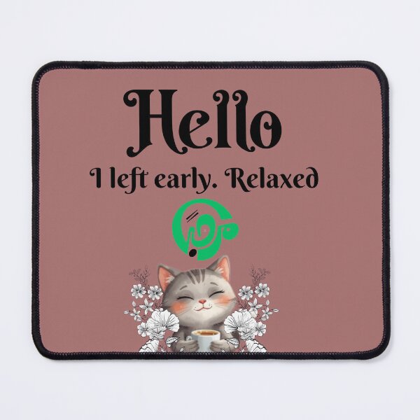 Item preview, Hello مرحبا Cozy Cat – Cute Coffee Kitty Floral Bilingual Design designed and sold by MindForgeDesign.