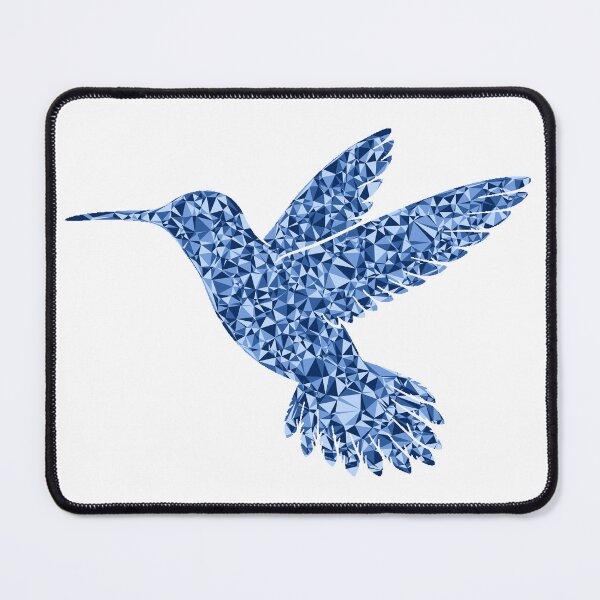 Item preview, Gentle Hummingbird Blue Triangular Mosaic Silhouette Design designed and sold by DymondDesigns.