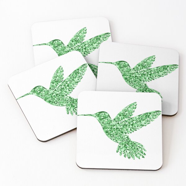 Item preview, Gentle Hummingbird Green Triangular Mosaic Silhouette Design designed and sold by DymondDesigns.