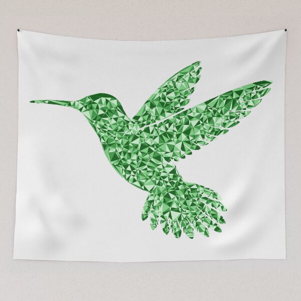 Item preview, Gentle Hummingbird Green Triangular Mosaic Silhouette Design designed and sold by DymondDesigns.