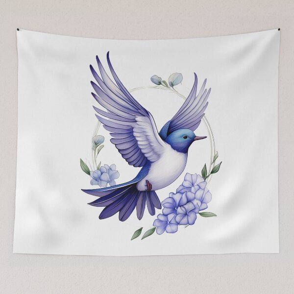 Item preview, Joy of Freedom | Blue Bird Flying Through Flowers Art designed and sold by RS-Globalist-.