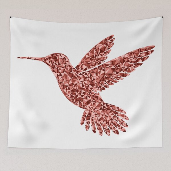 Item preview, Gentle Hummingbird Red Triangular Mosaic Silhouette Design designed and sold by DymondDesigns.