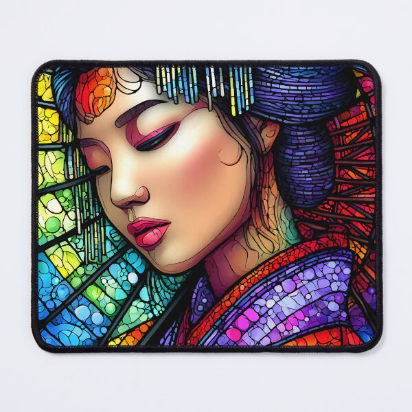 Item preview, Stained Glass Beauty a Colorful Japanese Geisha designed and sold by Artessie.