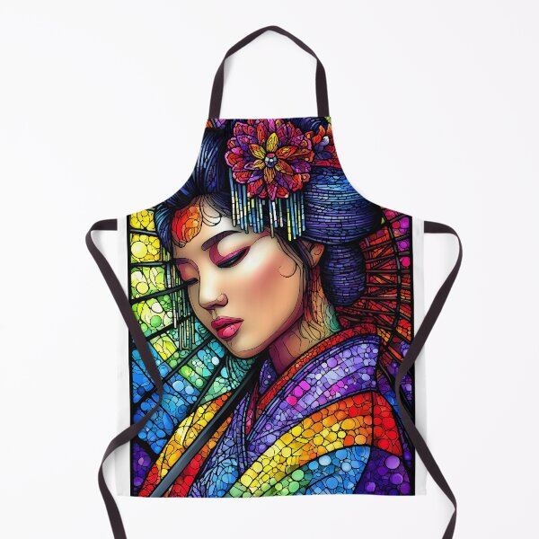 Item preview, Stained Glass Beauty a Colorful Japanese Geisha designed and sold by Artessie.