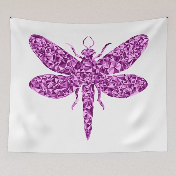 Item preview, Dragonfly Pink Triangular Mosaic Silhouette Design designed and sold by DymondDesigns.