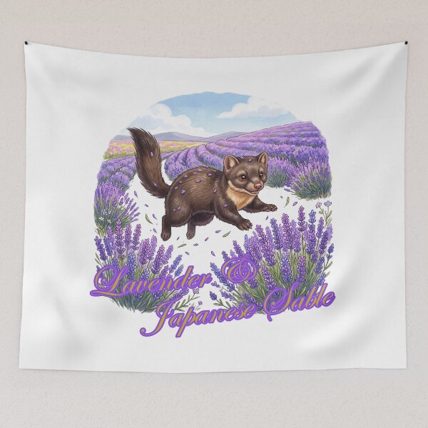 Item preview, Lavender Japanese Sable in a Lavender Field – Cute Woodland Animal designed and sold by LOVEARTDESIGN.