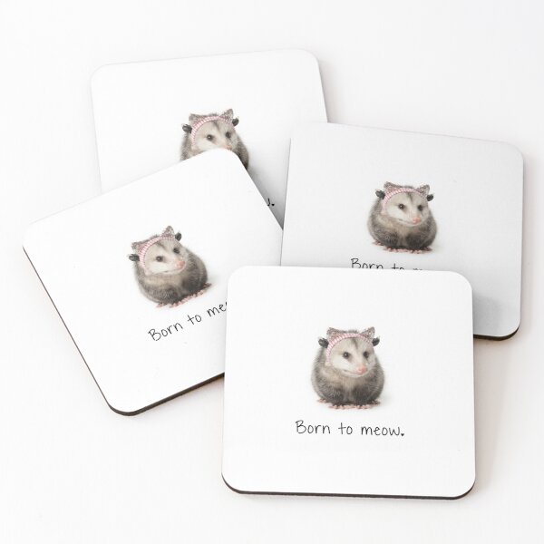 Item preview, Born to meow Opossum funny sarcastic sarcasm cat kitten kitty parody christmas birthday designed and sold by CheeseBlueprint.