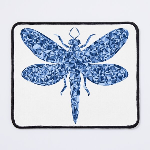 Item preview, Dragonfly Blue Triangular Mosaic Silhouette Design designed and sold by DymondDesigns.