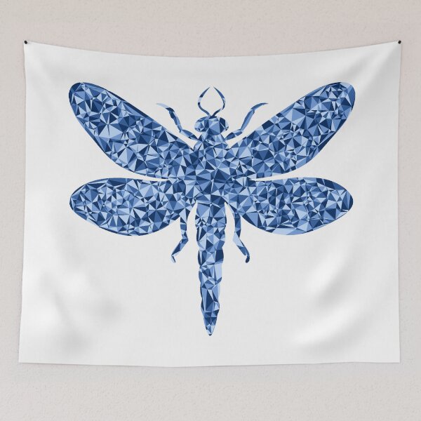 Item preview, Dragonfly Blue Triangular Mosaic Silhouette Design designed and sold by DymondDesigns.