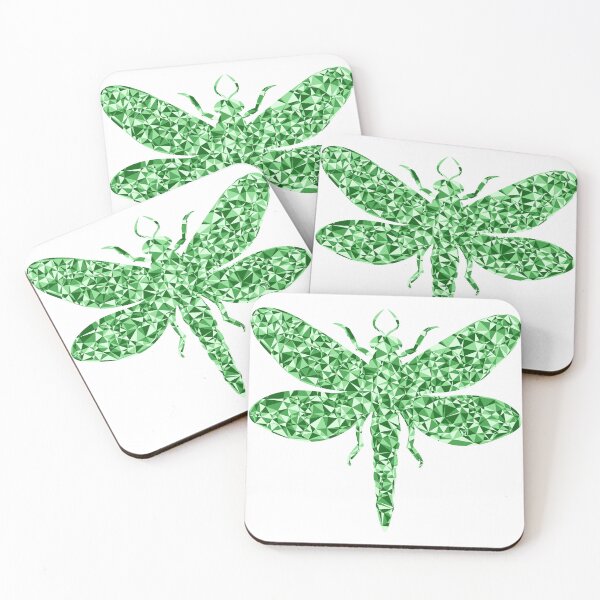 Item preview, Dragonfly Green Triangular Mosaic Silhouette Design designed and sold by DymondDesigns.