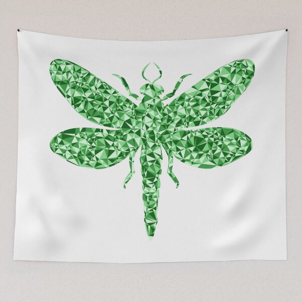 Item preview, Dragonfly Green Triangular Mosaic Silhouette Design designed and sold by DymondDesigns.