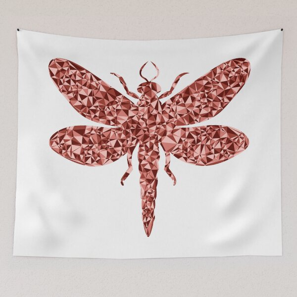 Item preview, Dragonfly Red Triangular Mosaic Silhouette Design designed and sold by DymondDesigns.