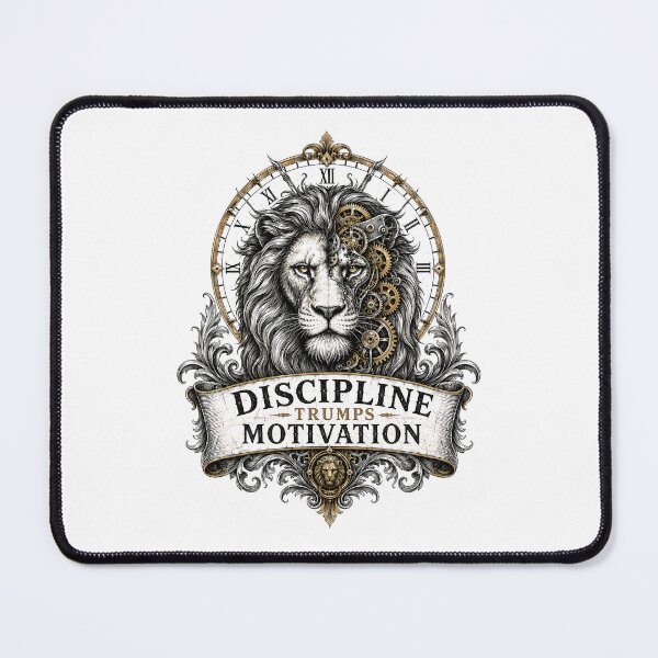 Item preview, Discipline Trumps Motivation Lion Clockwork Steampunk designed and sold by BobbyTee Merch.