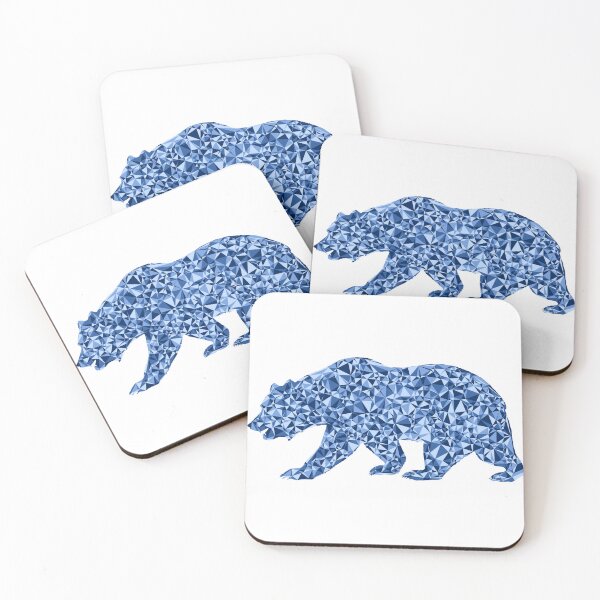 Artikelvorschau, Wildes Bären-Design in Blau, dreieckig, Mosaik-Silhouette entworfen und verkauft von DymondDesigns.