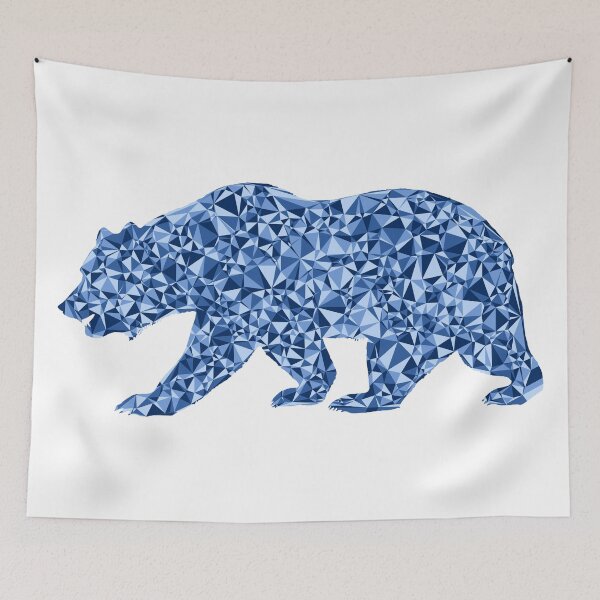 Item preview, Ferocious Bear Blue Triangular Mosaic Silhouette Design designed and sold by DymondDesigns.
