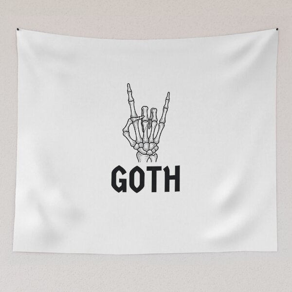 Item preview, Goth Skeleton Hand Heavy Metal Rock Sign Black Aesthetic designed and sold by OH-MY-GOTH.