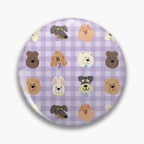 Item preview, Cute Dog Faces Purple Gingham Pattern designed and sold by jianina-alondra.