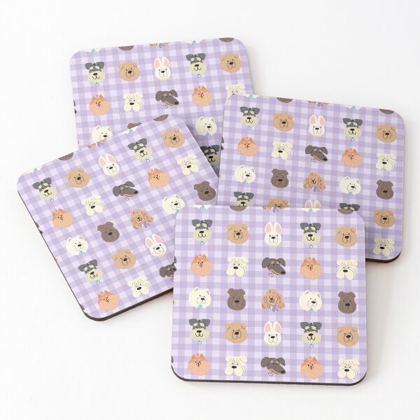 Item preview, Cute Dog Faces Purple Gingham Pattern designed and sold by jianina-alondra.