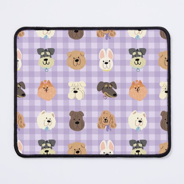 Item preview, Cute Dog Faces Purple Gingham Pattern designed and sold by jianina-alondra.