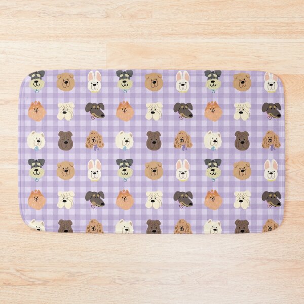 Item preview, Cute Dog Faces Purple Gingham Pattern designed and sold by jianina-alondra.