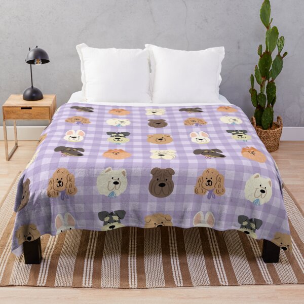 Item preview, Cute Dog Faces Purple Gingham Pattern designed and sold by jianina-alondra.