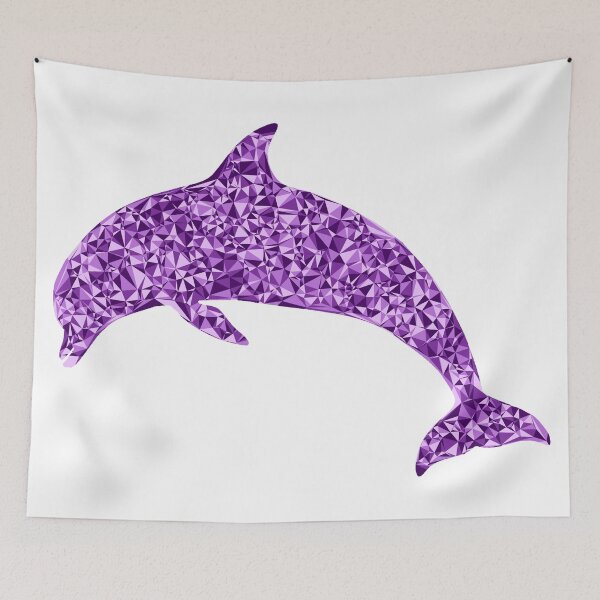 Item preview, Diving Dolphin Purple Triangular Mosaic Silhouette Design designed and sold by DymondDesigns.