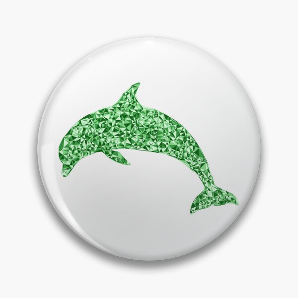 Aperçu de l'œuvre Motif de silhouette triangulaire en mosaïque verte représentant un dauphin plongeur créée et vendue par DymondDesigns.