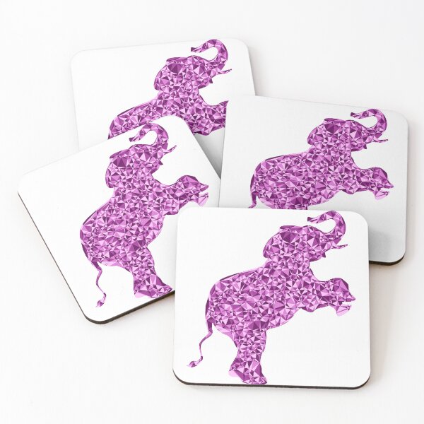 Item preview, Baby Elephant on Hind Legs Pink Triangular Mosaic Silhouette Design designed and sold by DymondDesigns.