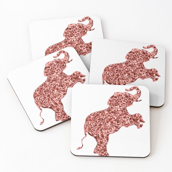 Item preview, Baby Elephant on Hind Legs Red Triangular Mosaic Silhouette Design designed and sold by DymondDesigns.