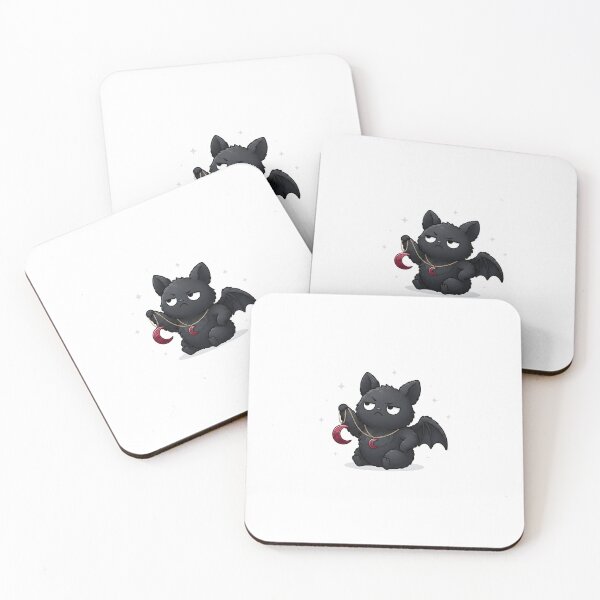 Item preview, Grumpy Bat Cat Moody Gothic Kitty with Moon Necklace designed and sold by OH-MY-GOTH.