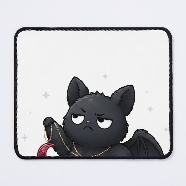 Item preview, Grumpy Bat Cat Moody Gothic Kitty with Moon Necklace designed and sold by OH-MY-GOTH.