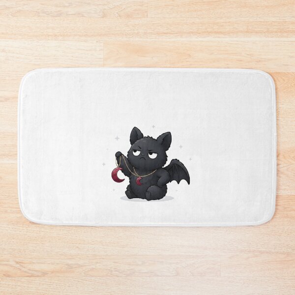 Item preview, Grumpy Bat Cat Moody Gothic Kitty with Moon Necklace designed and sold by OH-MY-GOTH.