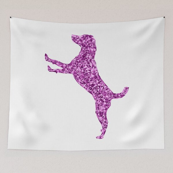 Item preview, Dog Jumping Up Pink Triangular Silhouette Design designed and sold by DymondDesigns.