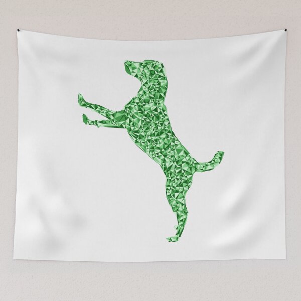 Item preview, Dog Jumping Up Green Triangular Silhouette Design designed and sold by DymondDesigns.