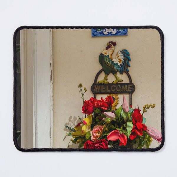 Item preview, Welcome Sign With Rooster And Colorful Floral Wall Hanging Beneath Lourdes Tile designed and sold by Nmallia.