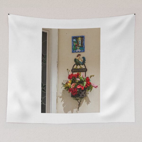 Item preview, Welcome Sign With Rooster And Colorful Floral Wall Hanging Beneath Lourdes Tile designed and sold by Nmallia.