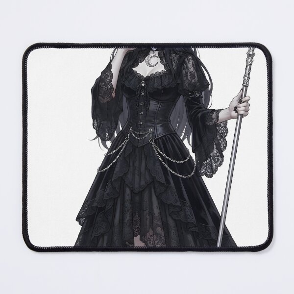 Item preview, Gothic Dark Fantasy Sorceress with Moon Staff & Lace Dress designed and sold by OH-MY-GOTH.