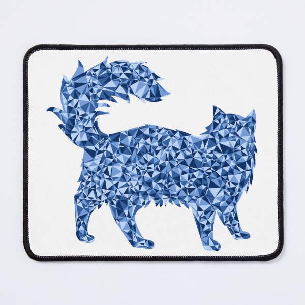 Artikelvorschau, Flauschige Katze, blaues dreieckiges Mosaik-Silhouette-Design entworfen und verkauft von DymondDesigns.