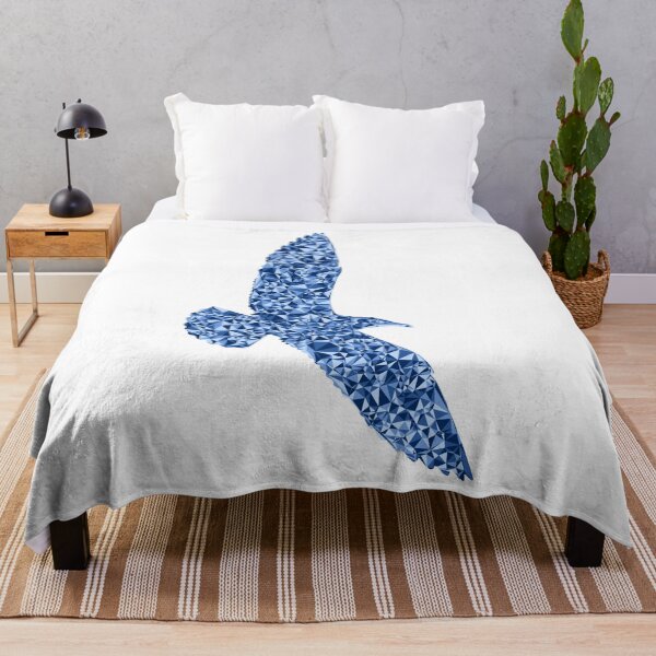 Item preview, Soaring Seagull Blue Triangular Mosaic Silhouette Design designed and sold by DymondDesigns.