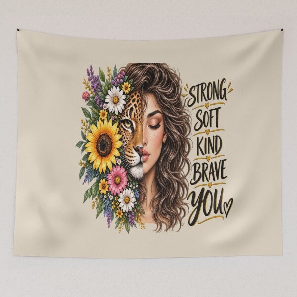 Item preview, Strong Woman Leopard Floral Portrait designed and sold by FABIOLA1970.