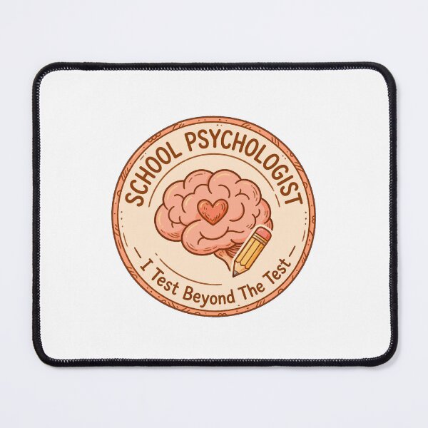 Item preview, School Psychologist I Test Beyond The Test Brain Heart Pencil Badge designed and sold by TauqeerArts.